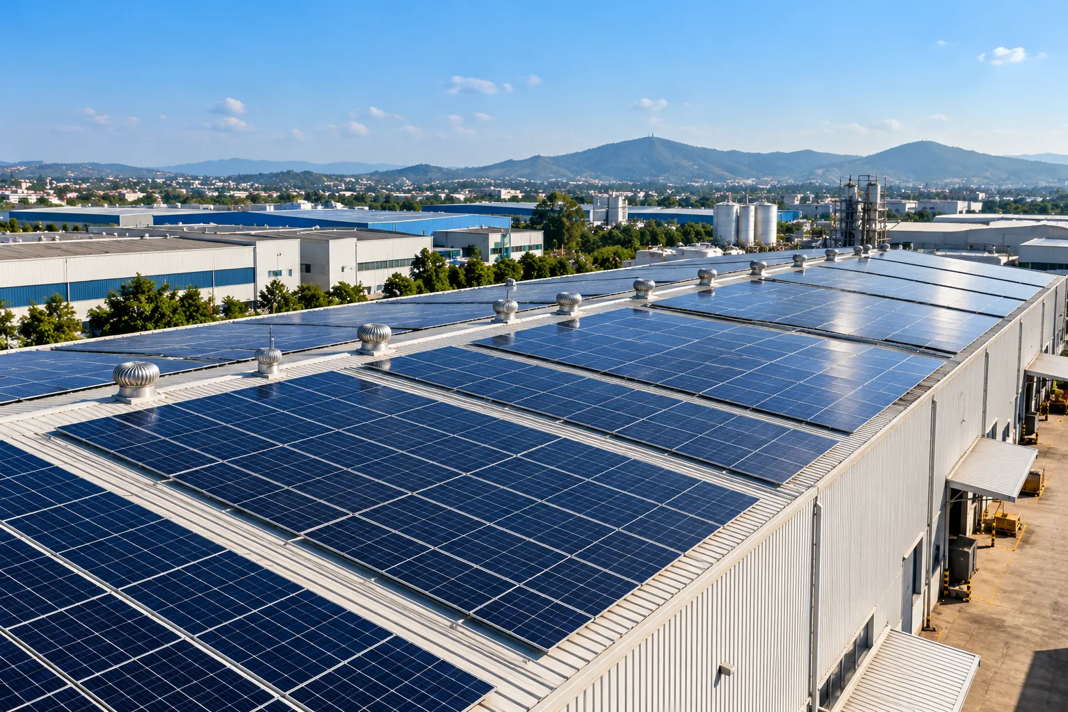 Industrial rooftop solar power system in Pune